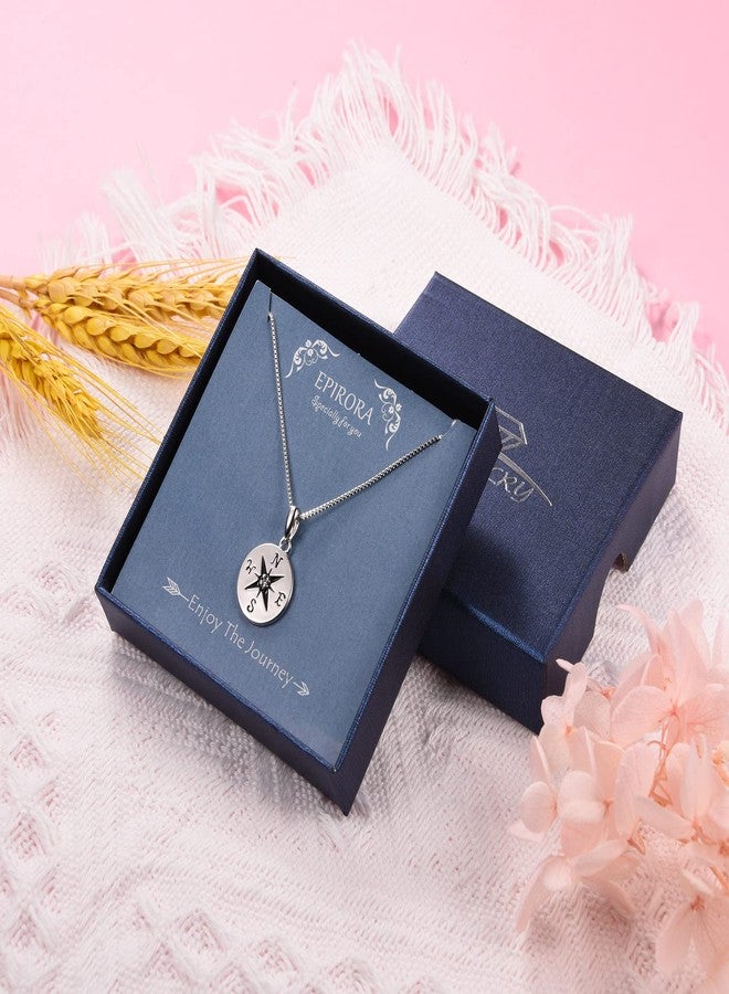EPIRORA 2024 Graduation Gifts for Her, Sterling Silver Compass Necklace for Women, High School College Class of 2024 Graduation Inspirational Jewelry Gifts - Image 2